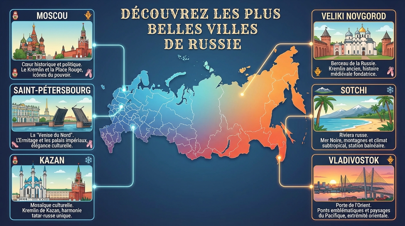 Les principales villes de Russie